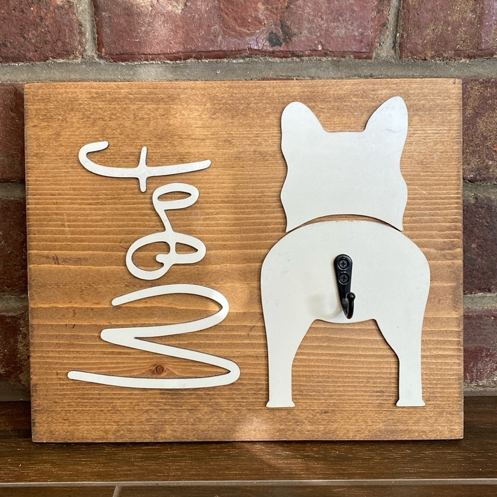 Hobby Lobby pit bull frenchie Woof wood decorative accent wall standing artwork